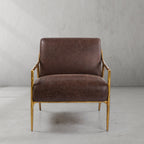 Aurelia Forge Brown Leather Accent Chair