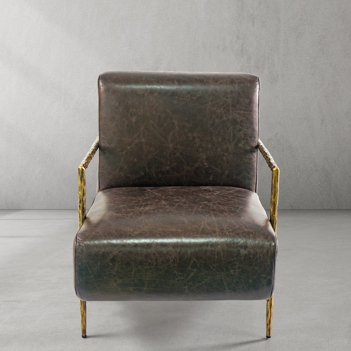 Aurelia Forge Genuine Brown Leather Accent Chair