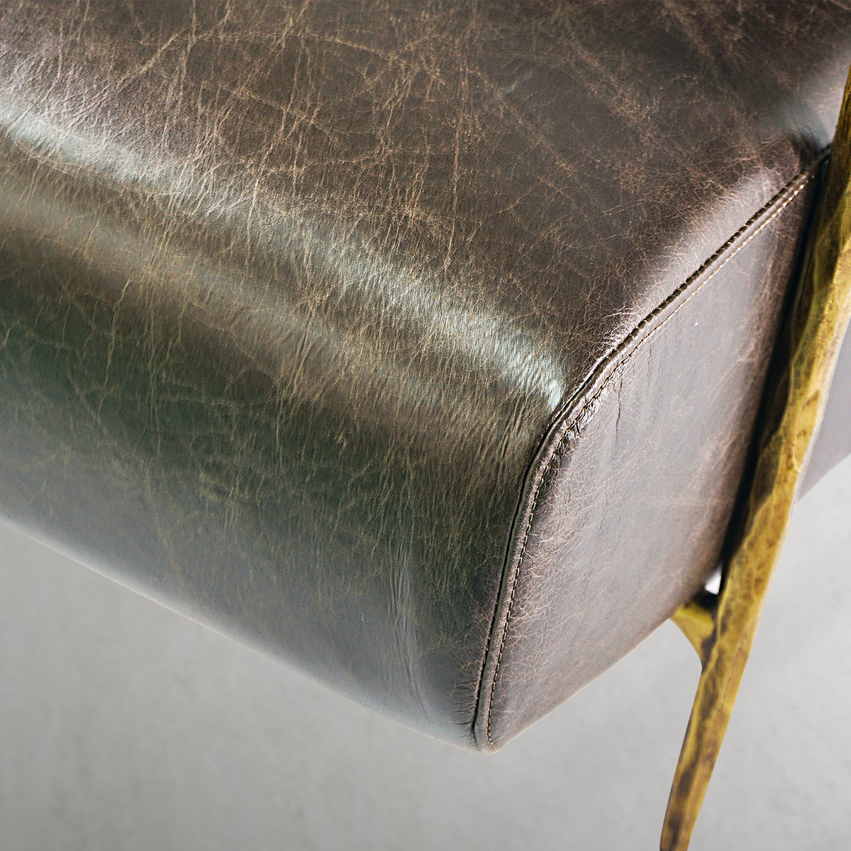 Aurelia Forge Genuine Brown Leather Accent Chair