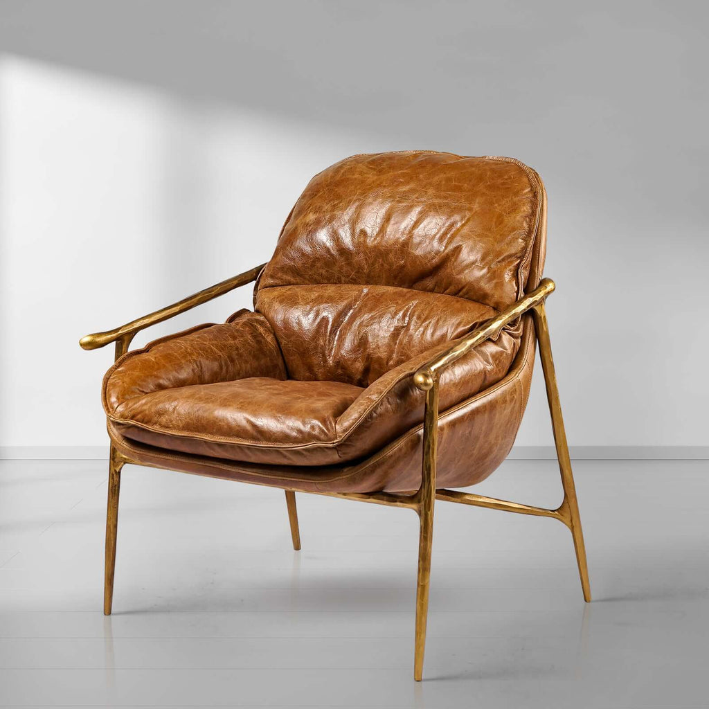 Aurelia Forge Brown Leather Accent Chairs