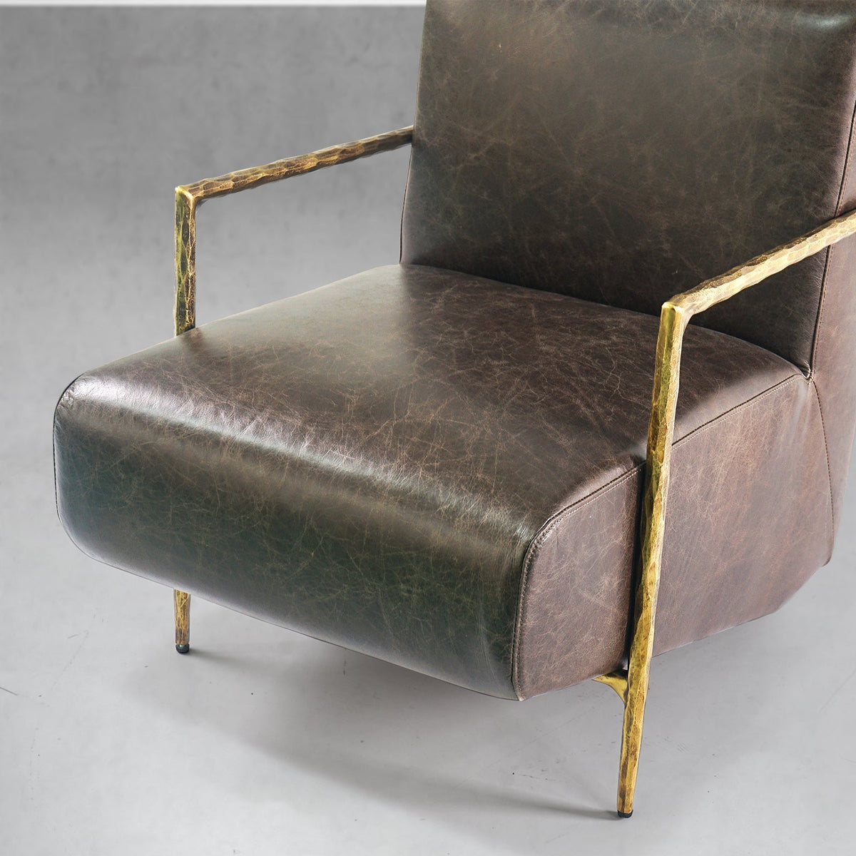 Aurelia Forge Genuine Brown Leather Accent Chair