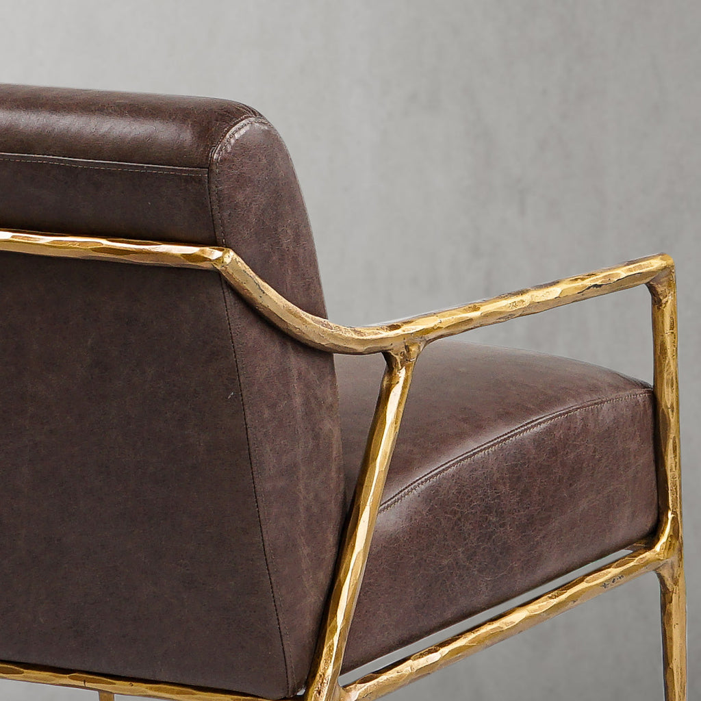 Aurelia Forge Brown Leather Accent Chair