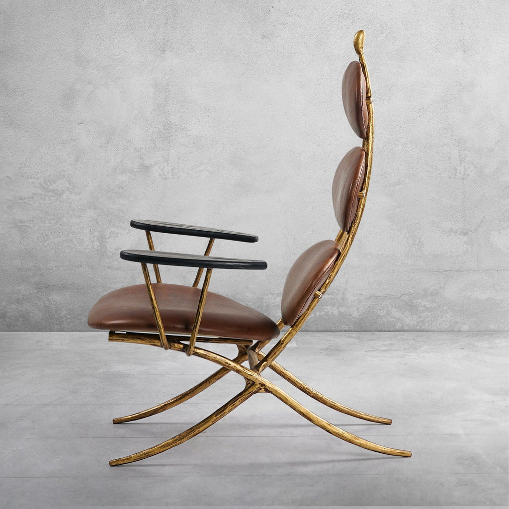 Aurelia Forge High Back Brown Leather Lounge Accent Chair