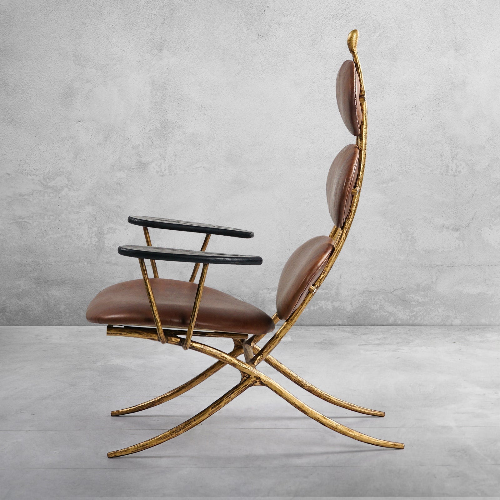 Aurelia Forge High Back Brown Leather Lounge Accent Chair