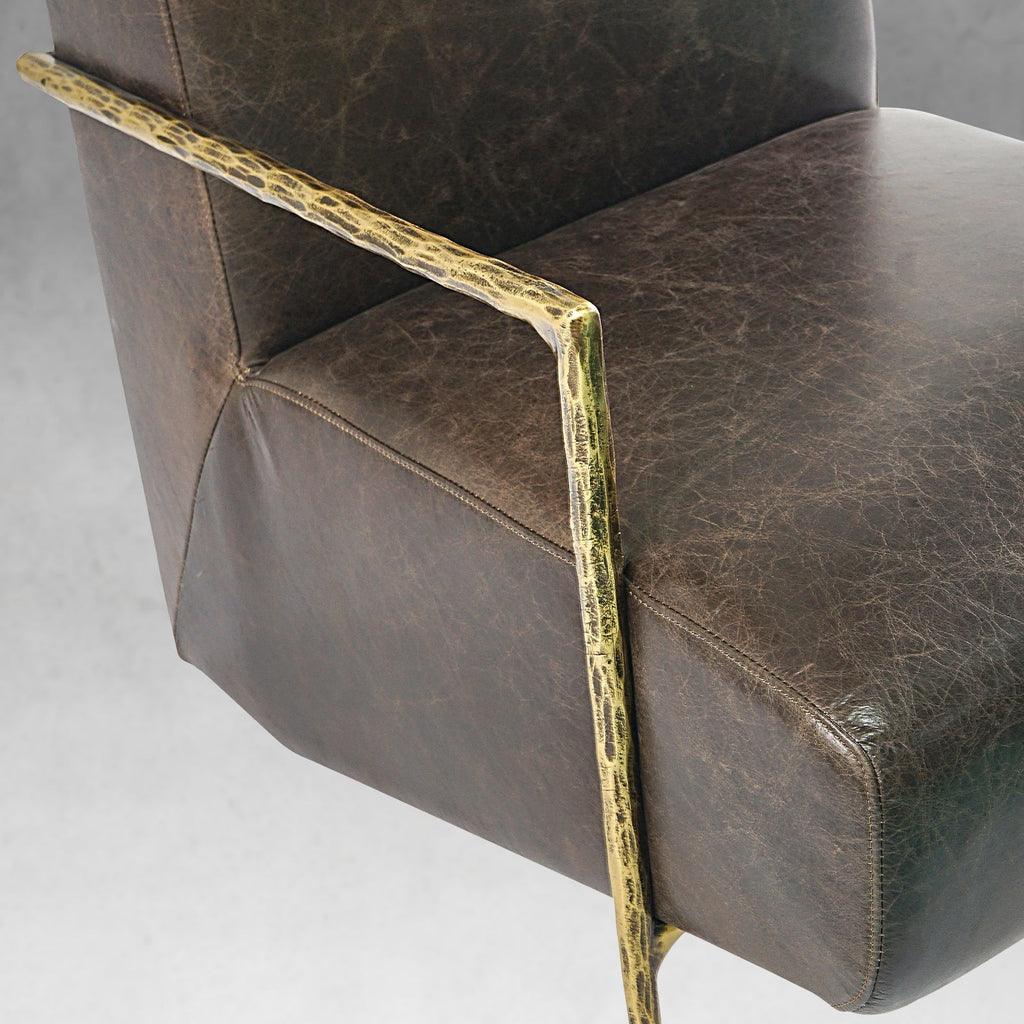 Aurelia Forge Genuine Brown Leather Accent Chair