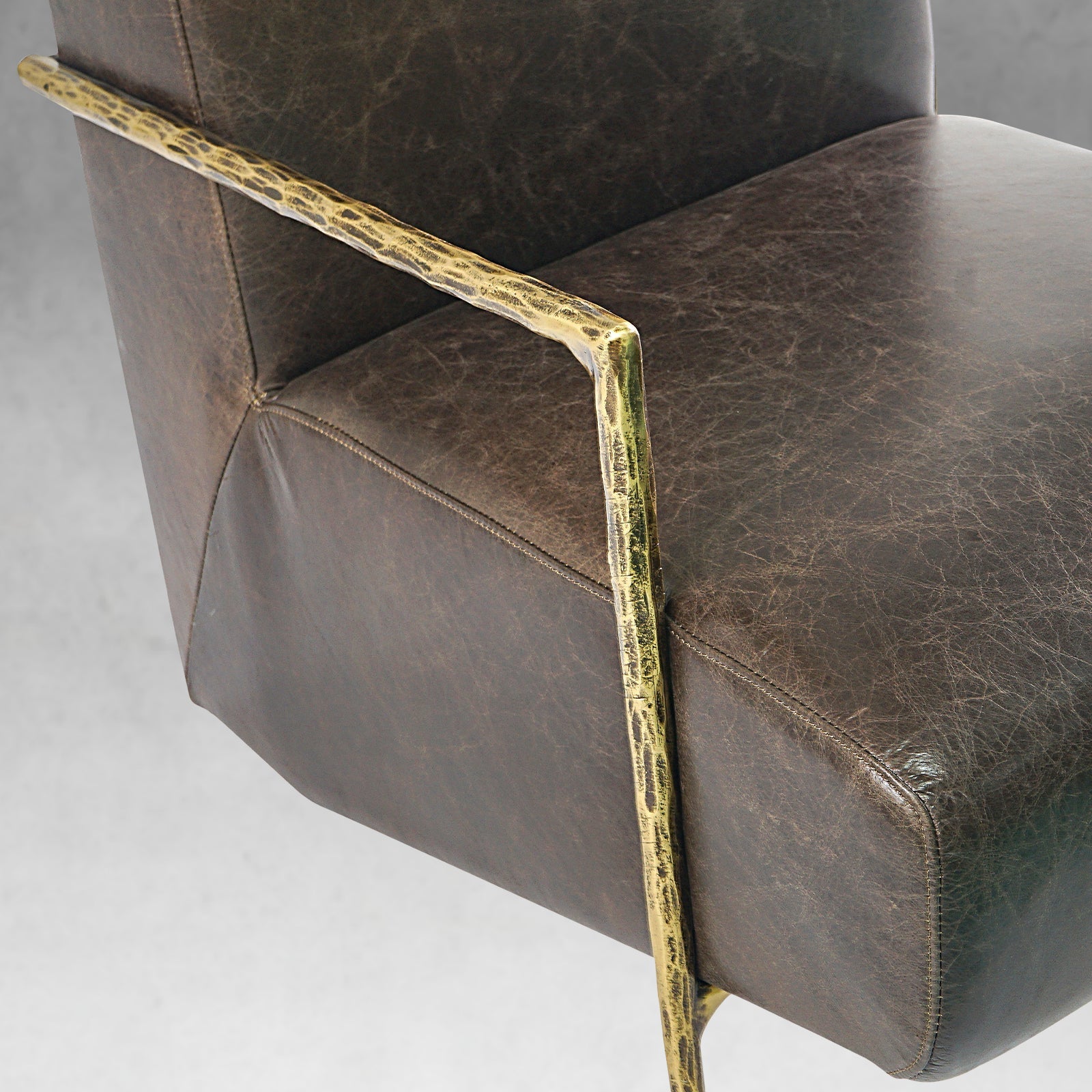 Aurelia Forge Genuine Brown Leather Accent Chair