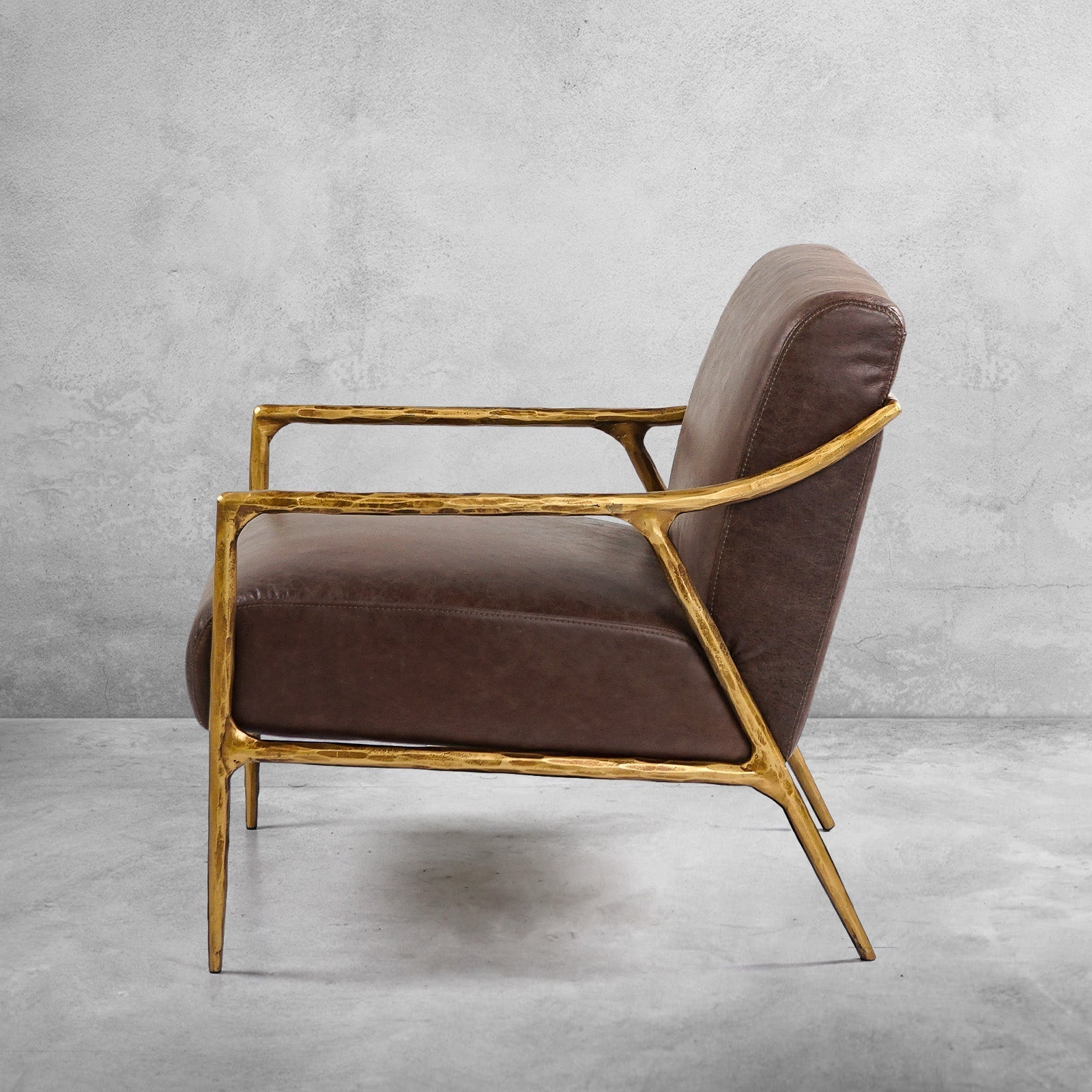 Aurelia Forge Brown Leather Accent Chair