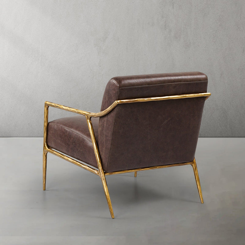 Aurelia Forge Brown Leather Accent Chair