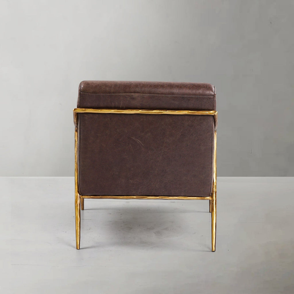 Aurelia Forge Brown Leather Accent Chair
