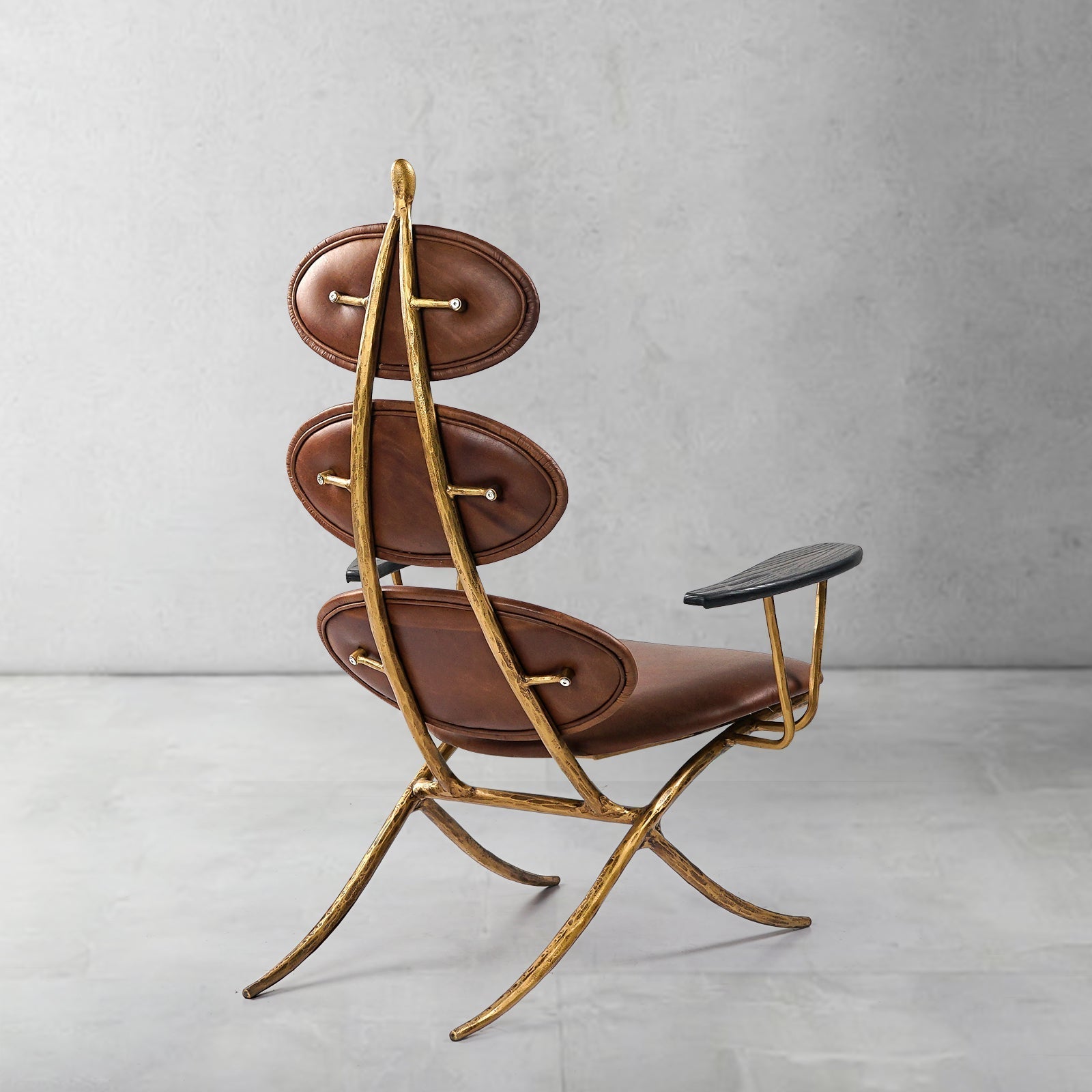 Aurelia Forge High Back Brown Leather Lounge Accent Chair
