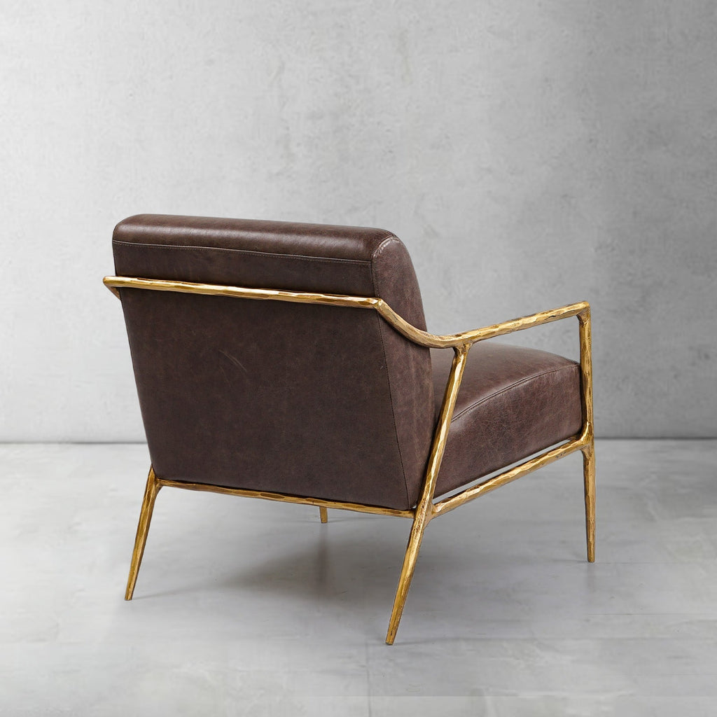 Aurelia Forge Brown Leather Accent Chair