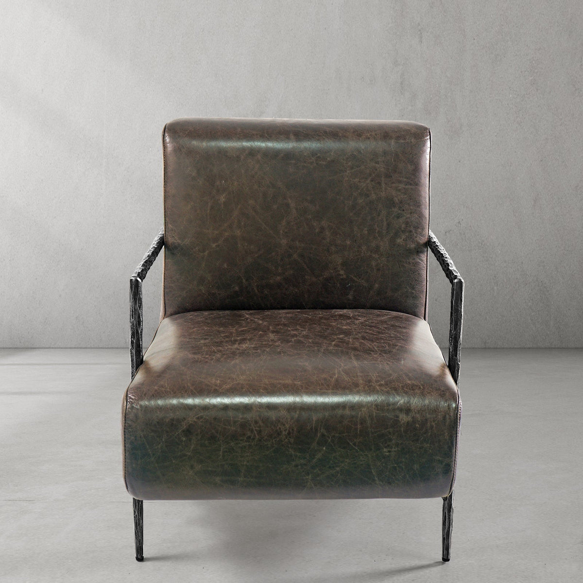 Aurelia Forge Genuine Brown Leather Accent Chair