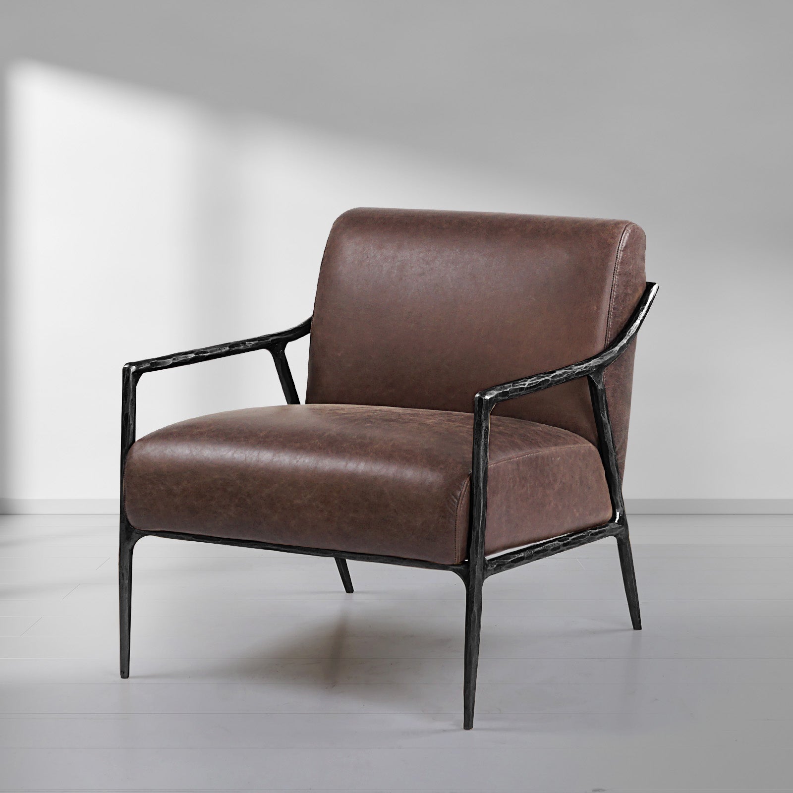 Aurelia Forge Brown Leather Accent Chair
