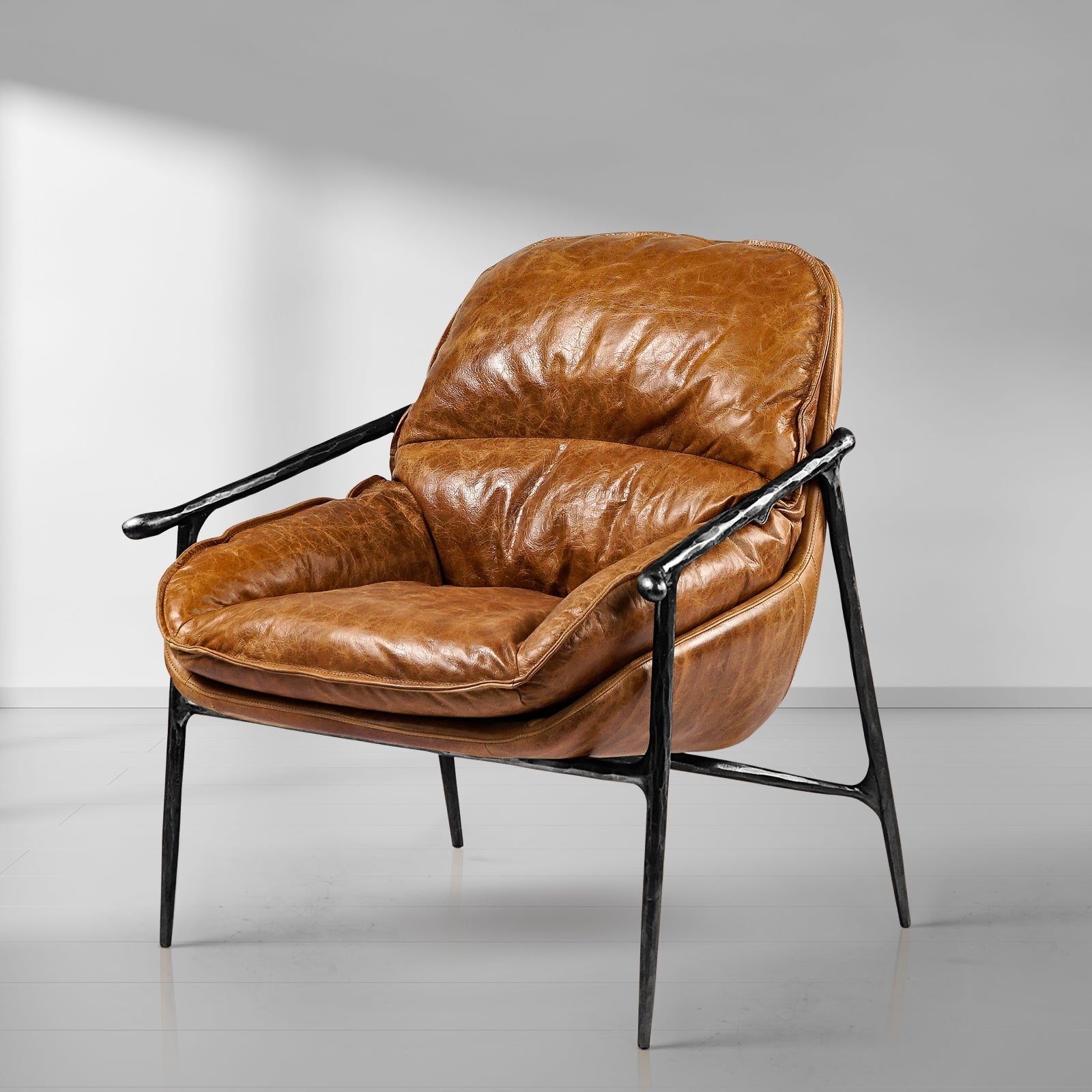 Aurelia Forge Brown Leather Accent Chairs