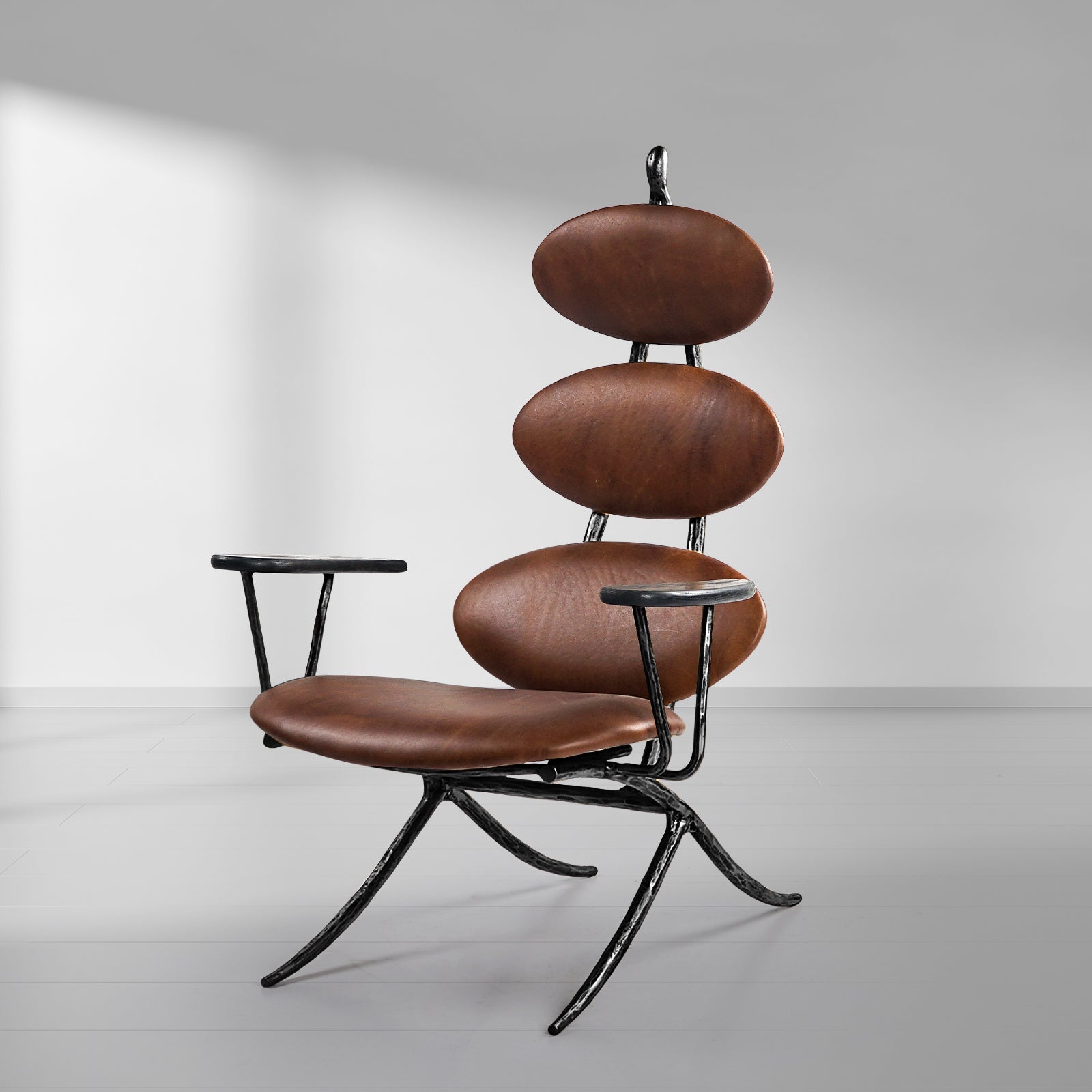 Aurelia Forge High Back Brown Leather Lounge Accent Chair