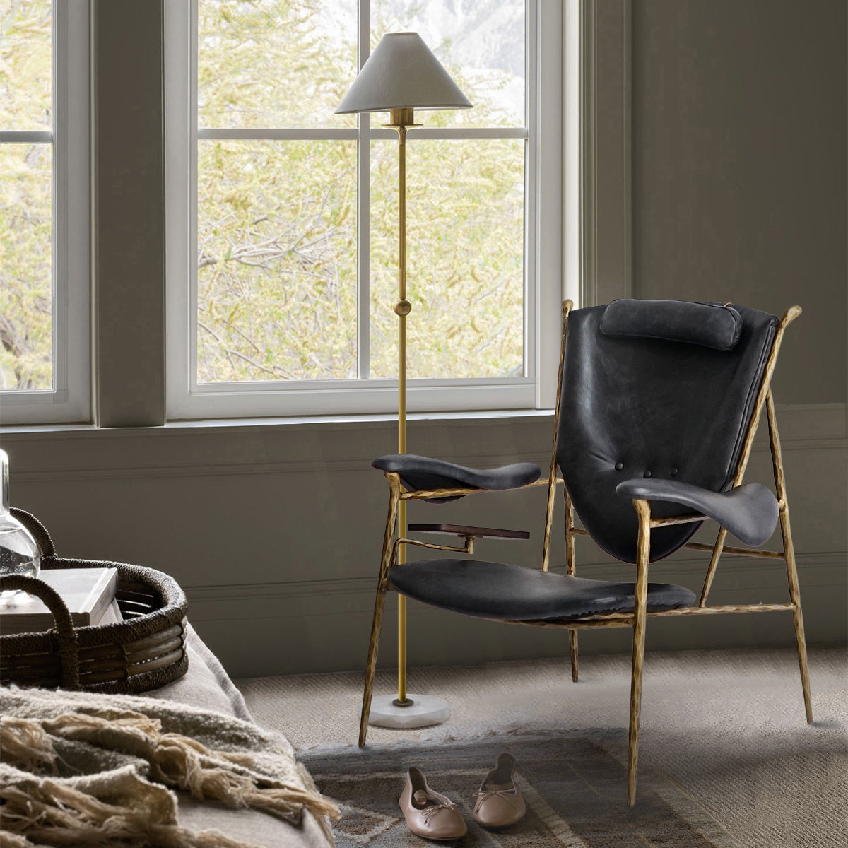 Aurelia Forge Wooden Plate Leather Armchair
