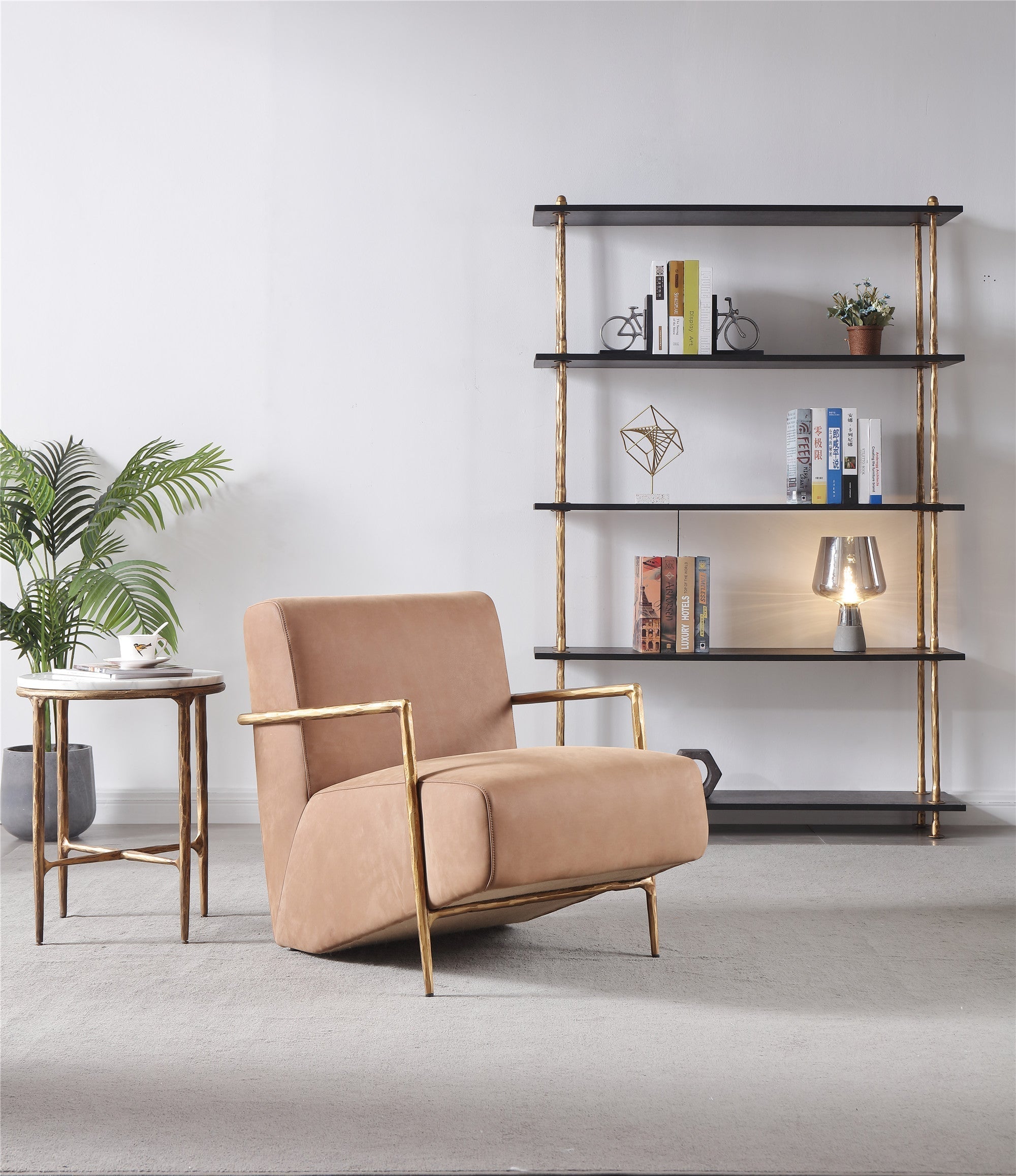 Aurelia Forge Genuine Brown Leather Accent Chair