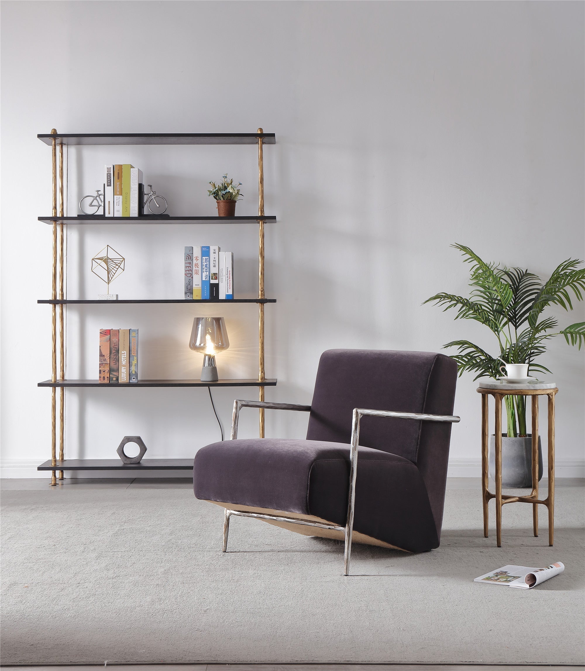 Aurelia Forge Genuine Brown Leather Accent Chair