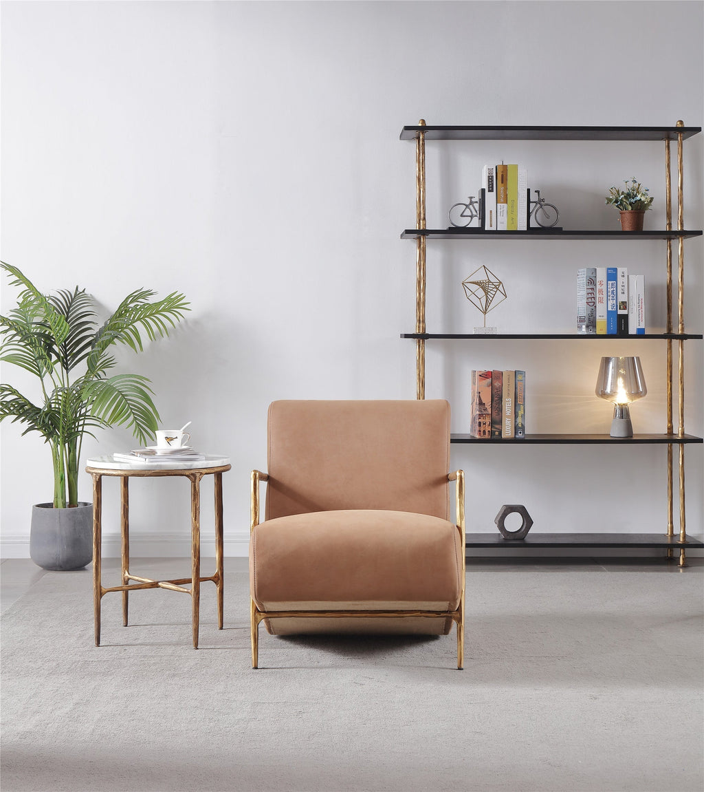 Aurelia Forge Genuine Brown Leather Accent Chair