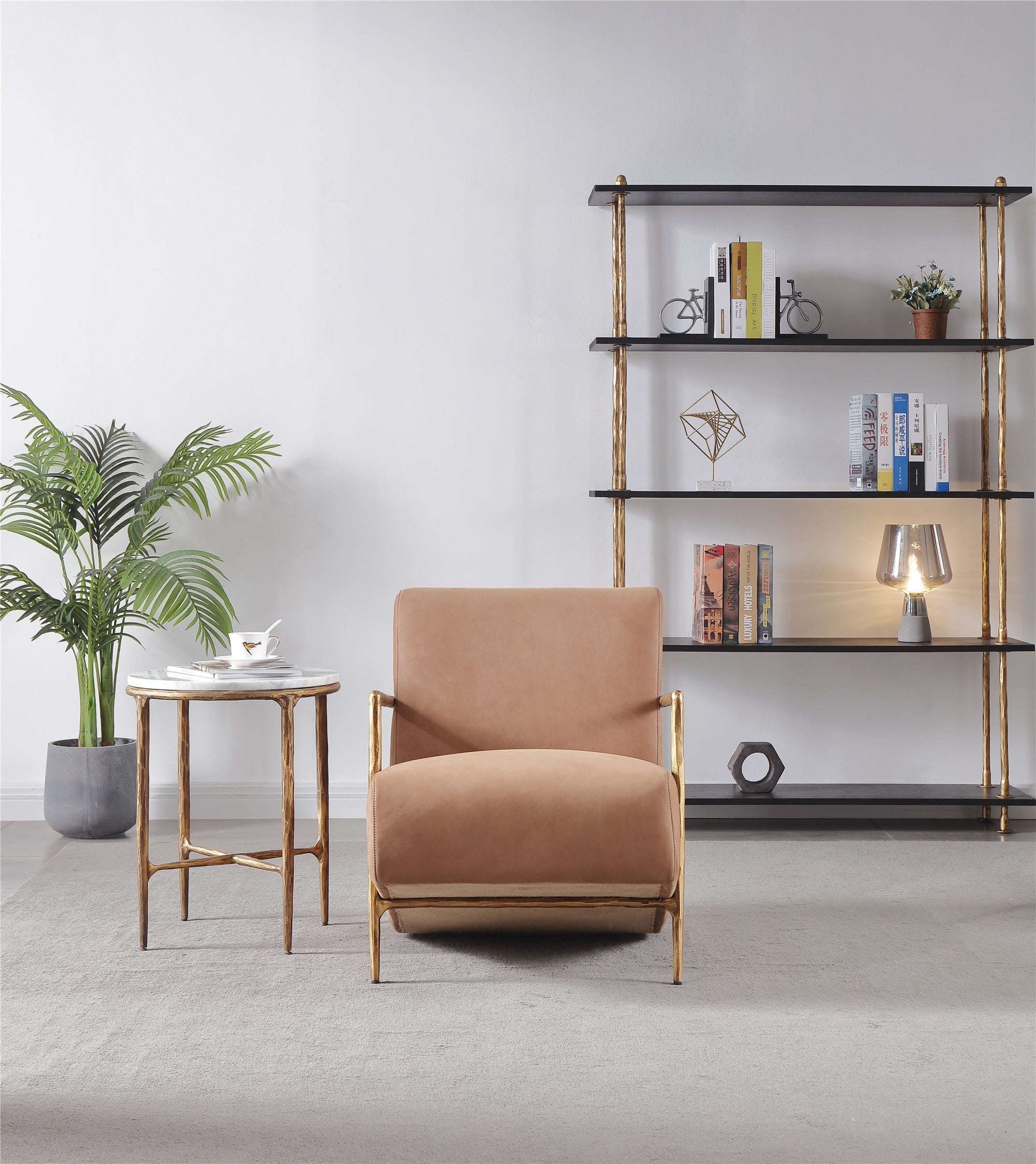 Aurelia Forge Genuine Brown Leather Accent Chair