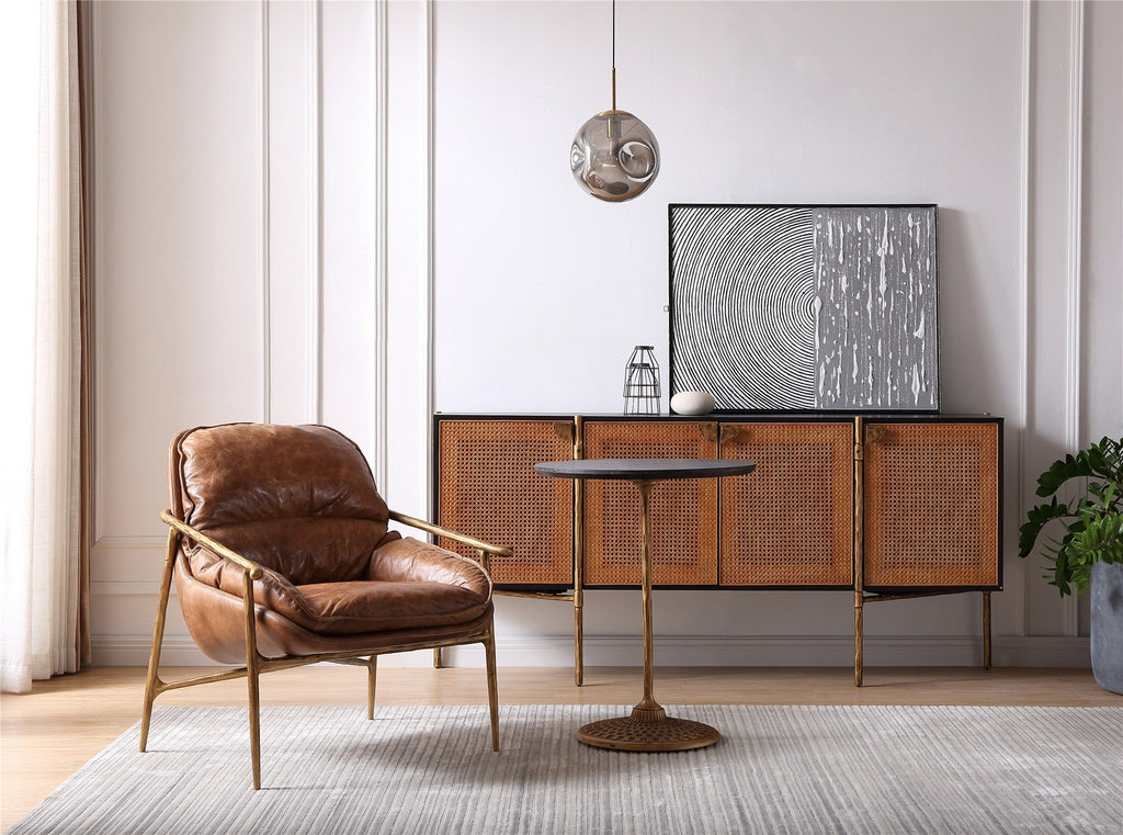 Aurelia Forge Brown Leather Accent Chairs