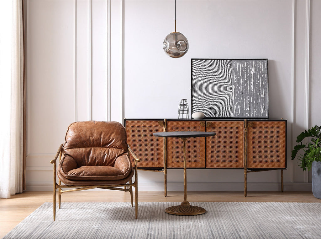 Aurelia Forge Brown Leather Accent Chairs