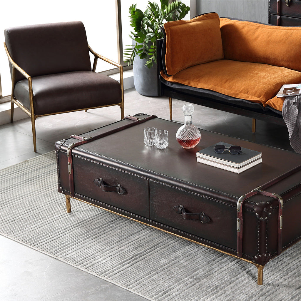 Aurelia Forge Brown Leather Accent Chair