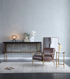 Aurelia Forge Brown Leather Accent Chair