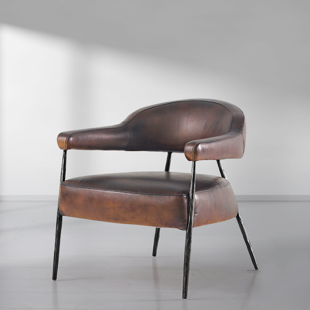 Aurelia Forge Brown Leather Lounge Armchair