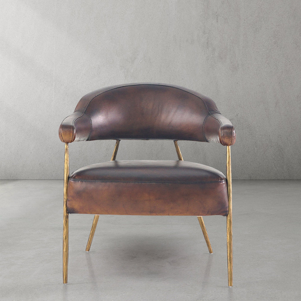 Aurelia Forge Brown Leather Lounge Armchair
