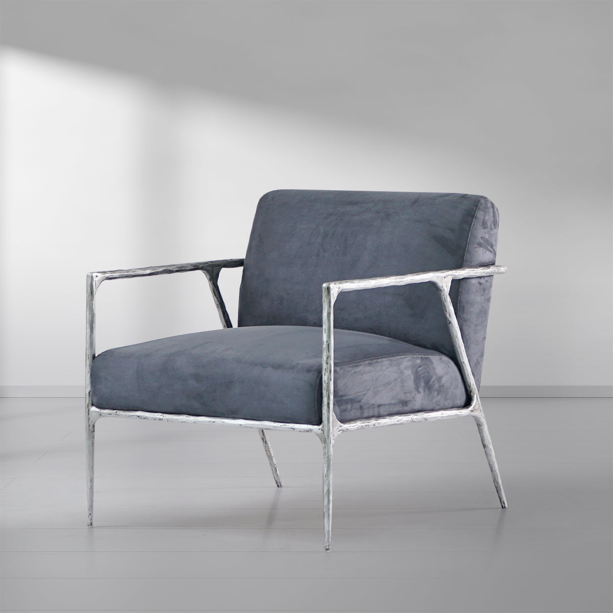 Aurelia Forge Retro Silver Iron Frame  Armchair