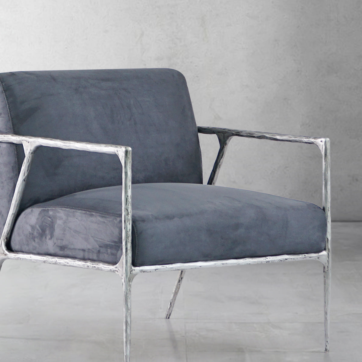 Aurelia Forge Retro Silver Iron Frame  Armchair