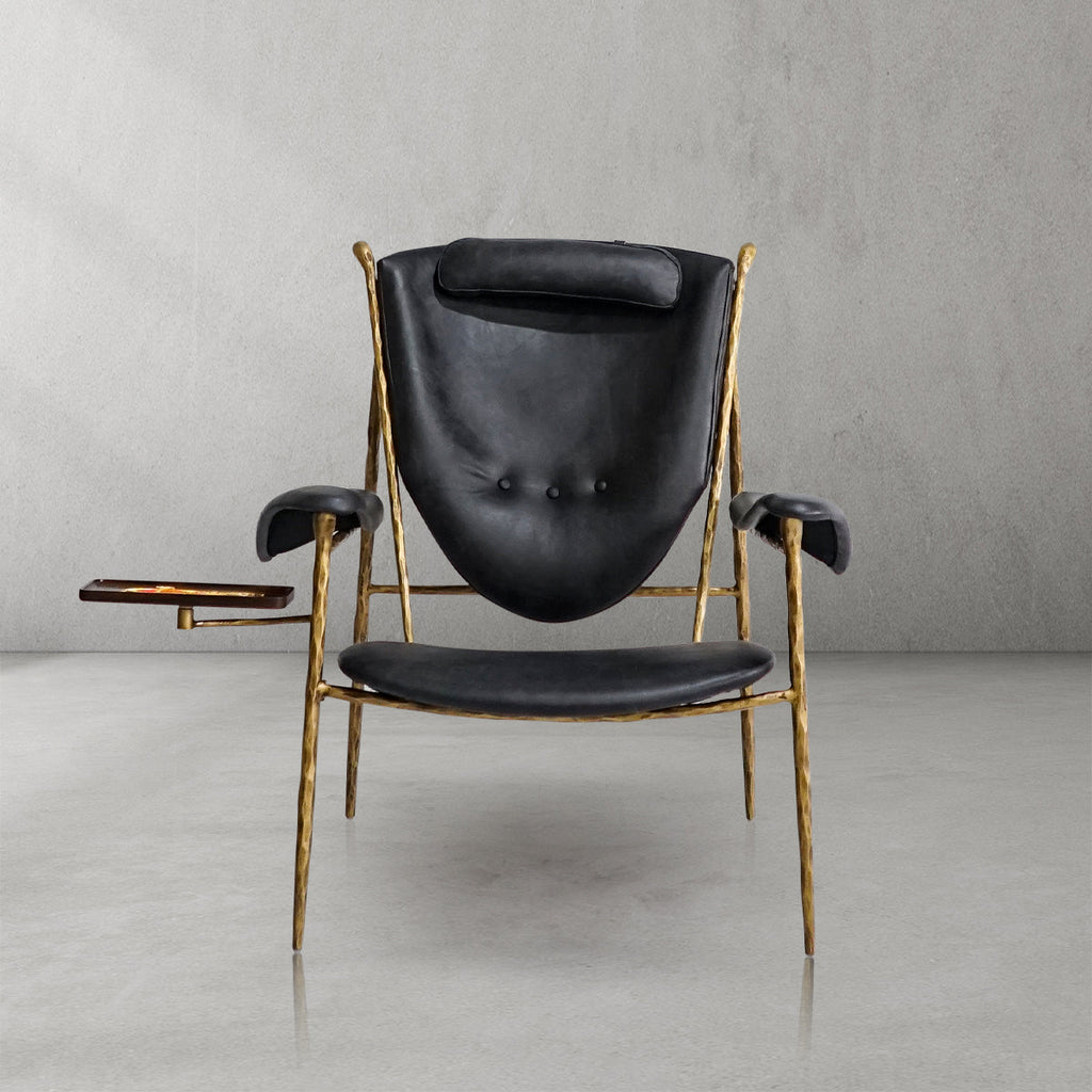 Aurelia Forge Wooden Plate Leather Armchair