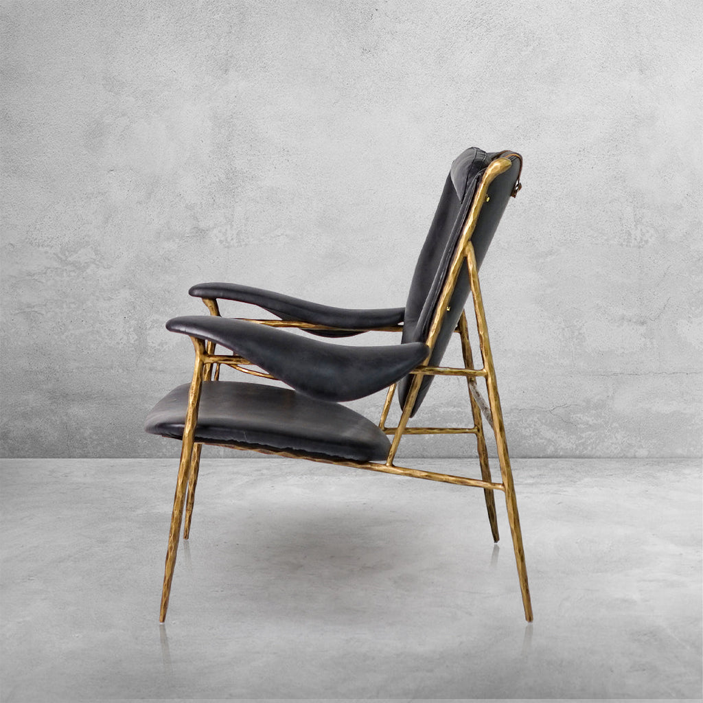 Aurelia Forge Wooden Plate Leather Armchair