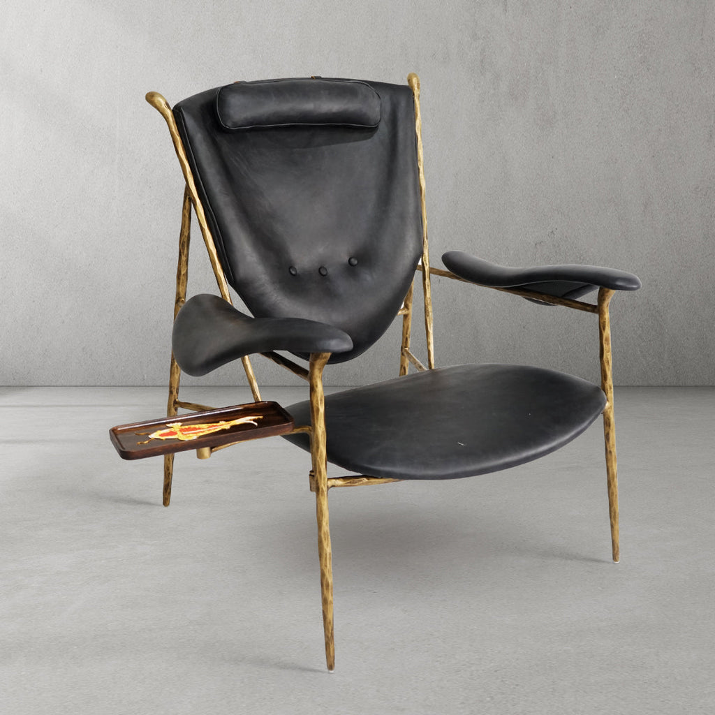 Aurelia Forge Wooden Plate Leather Armchair