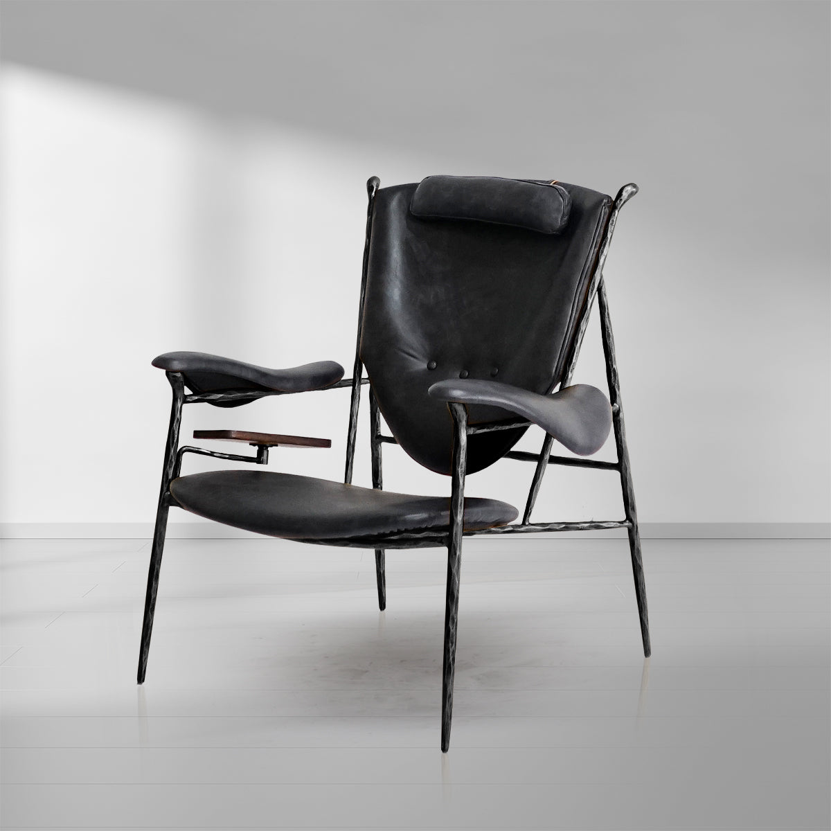 Aurelia Forge Wooden Plate Leather Armchair