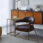 Aurelia Forge Brown Leather Lounge Armchair