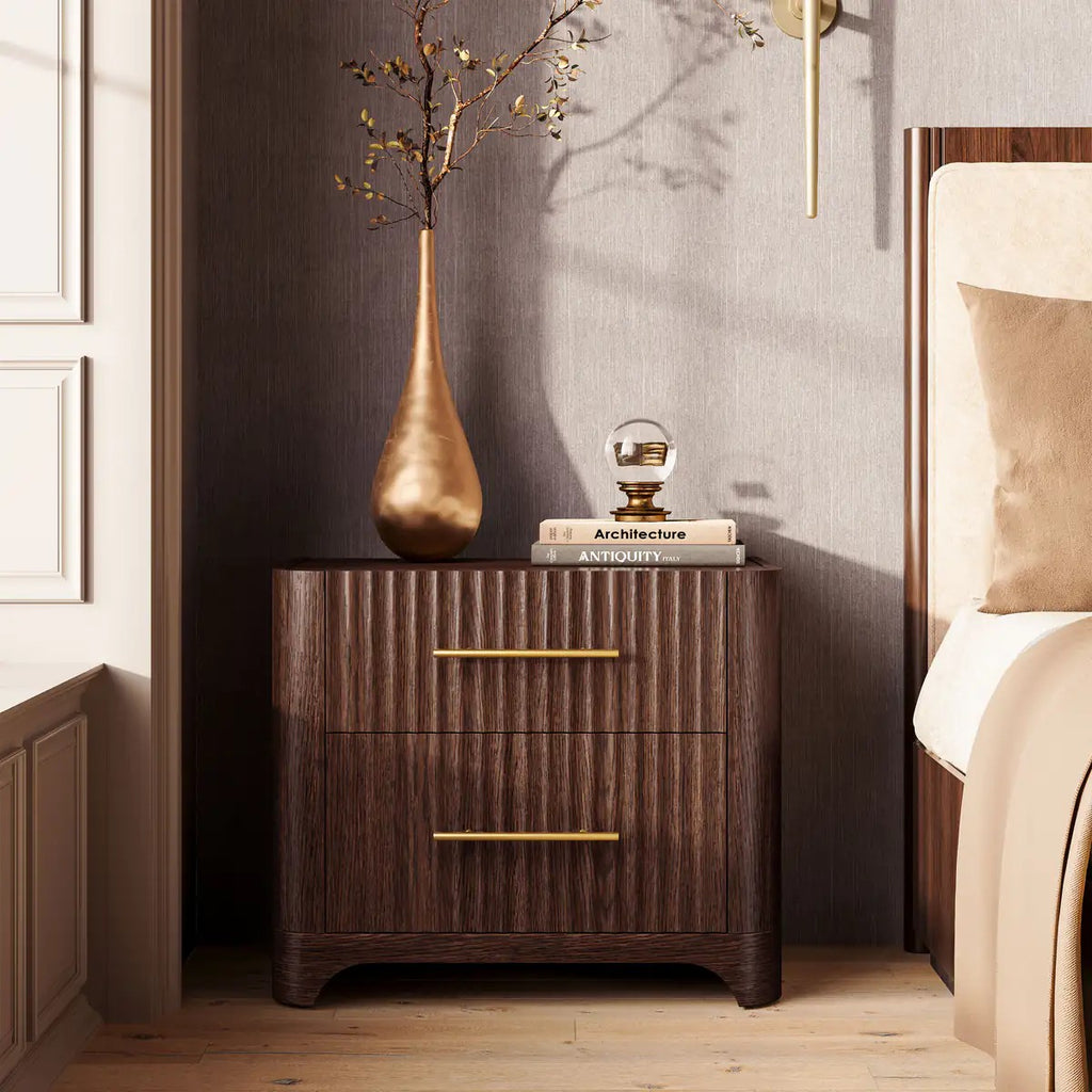 Altair Fluted Solid Oak Nightstand
