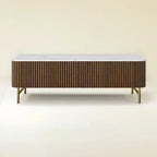 Aura Fluted Oak Stone Coffee Table 47"W