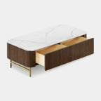 Aura Fluted Oak Stone Coffee Table 47"W