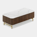 Aura Fluted Oak Stone Coffee Table 47"W