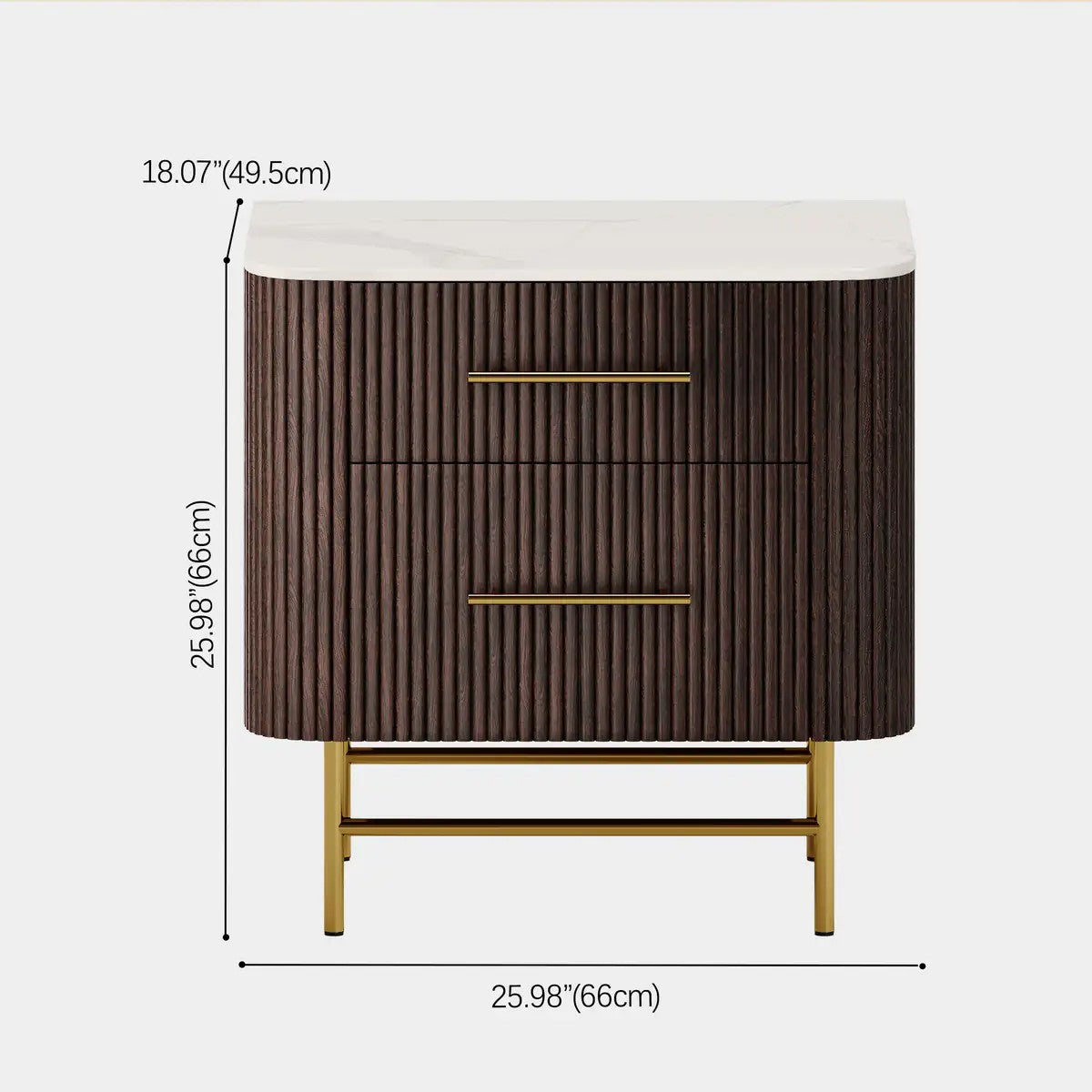 Aura Fluted Oak Stone Nightstand 26"