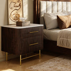 Aura Fluted Oak Stone Nightstand 26"