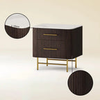 Aura Fluted Oak Stone Nightstand 26"
