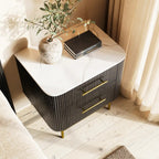 Aura Fluted Oak Stone Nightstand 26"
