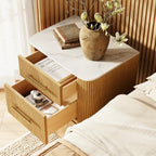 Aura Fluted Oak Stone Nightstand 26"