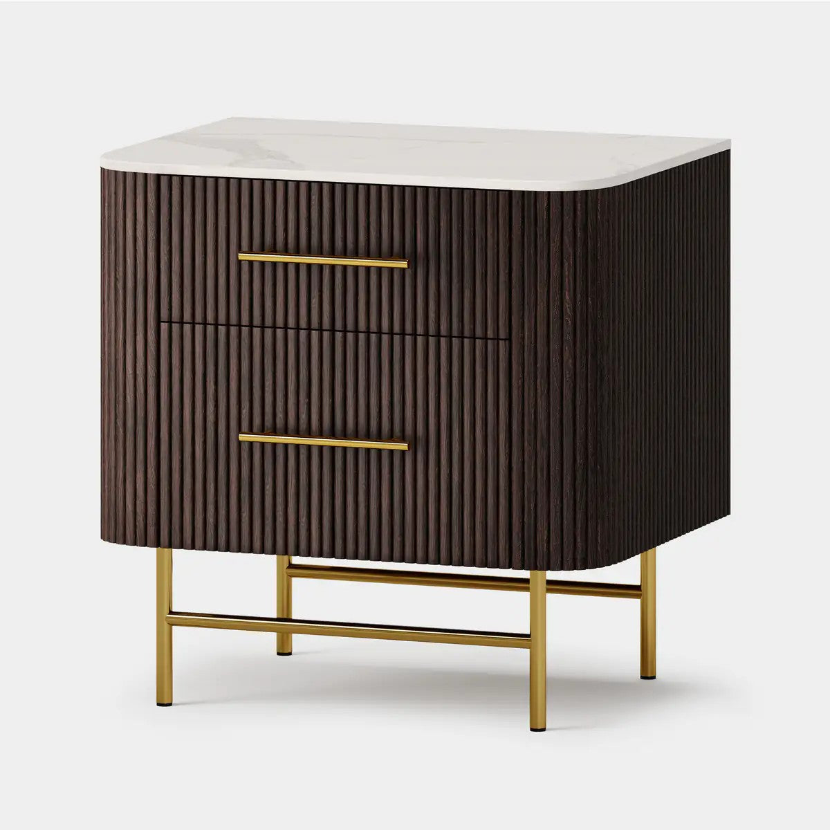 Aura Fluted Oak Stone Nightstand 26"