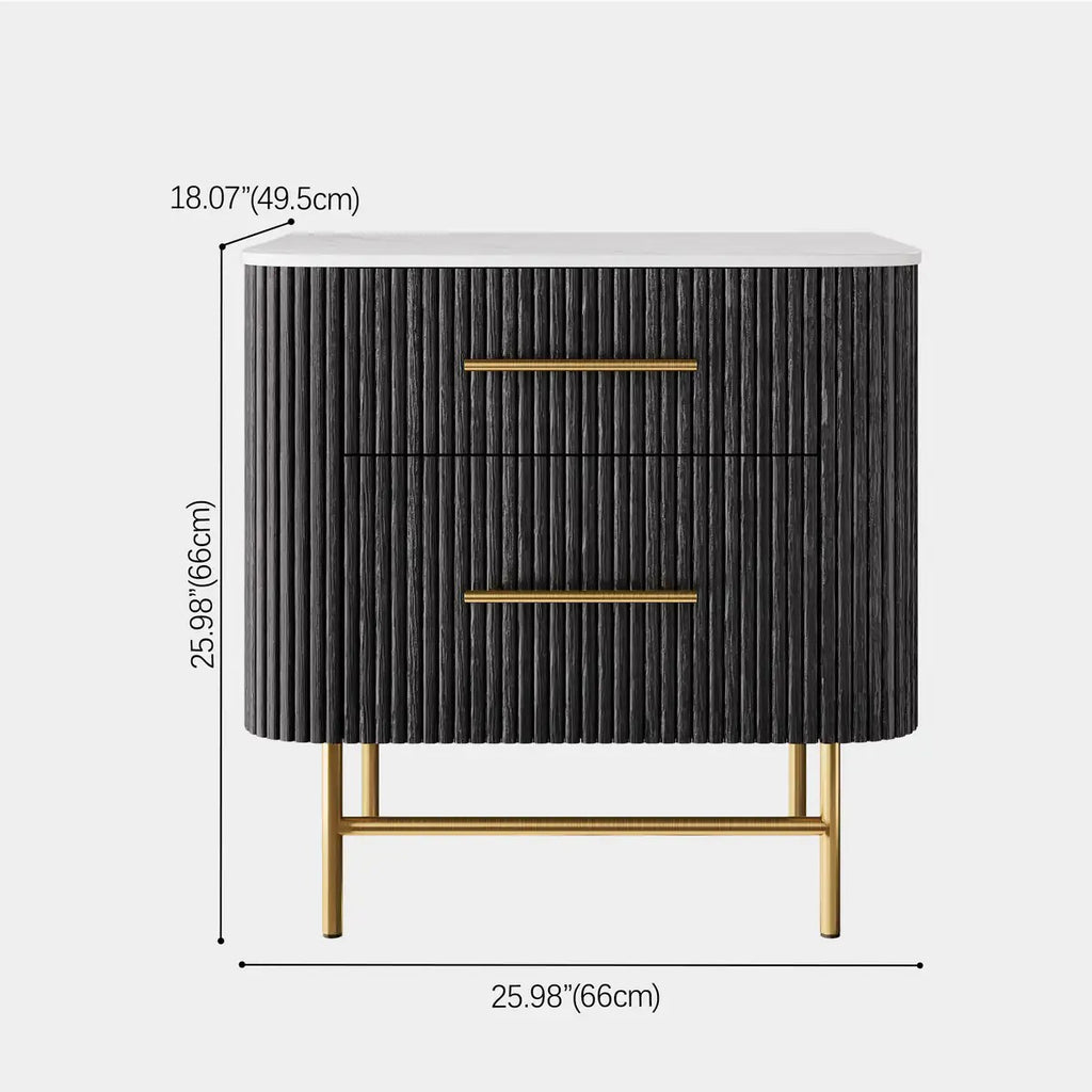 Aura Fluted Oak Stone Nightstand 26"