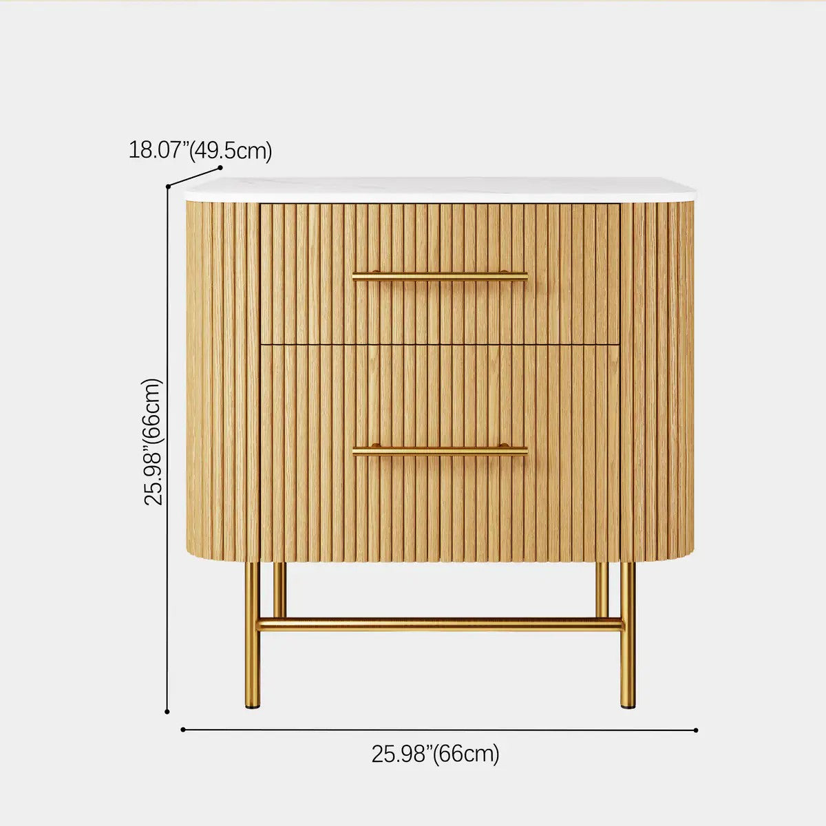 Aura Fluted Oak Stone Nightstand 26"