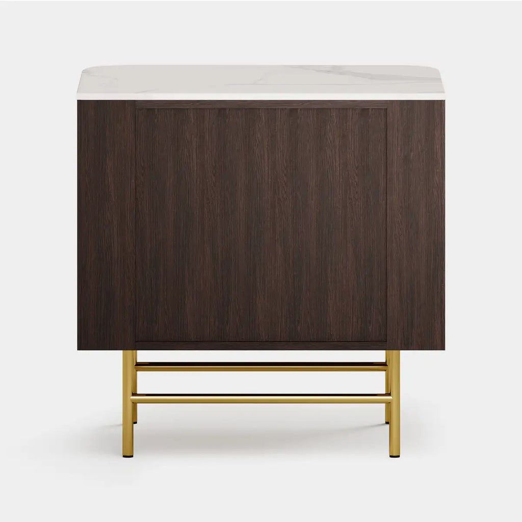 Aura Fluted Oak Stone Nightstand 26"